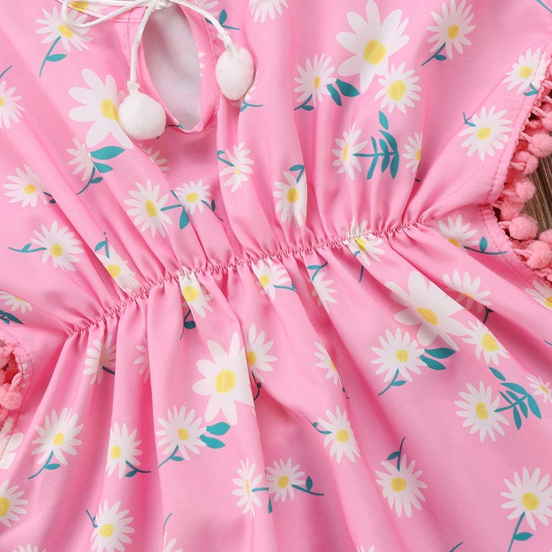 Douhoow Toddler Baby Girls Swim Cover-up Beach Sundress Summer Poncho Rash Guards (Pink  2-3T) - Image 4